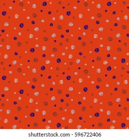 Vector illustration. Cute vector floral seamless pattern in the small flower. Seamless hand-drawn texture on a orange background.