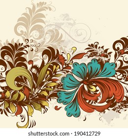 Vector illustration with cute floral swirl elements for design