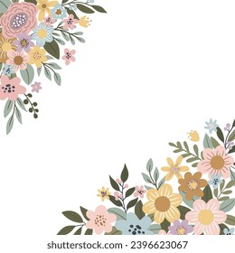 Ilustración vectorial con flores lindas. Adecuado para imprimir carteles, pegatinas, tarjetas y más 