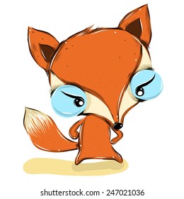 vector illustration of cute fox  cartoon drawing style