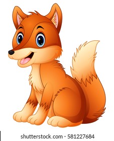 Vector illustration of Cute fox cartoon