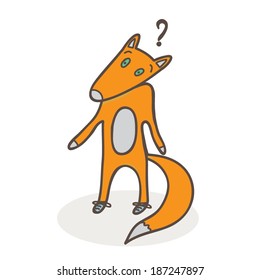 Vector illustration with cute fox in confusion 