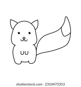 Vector illustration of a cute fox in doodle style. Isolated on white background