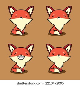 ilustración vectorial del emoticono de zorro lindo