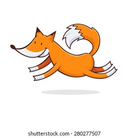 Vector illustration of a cute fox jumping in the air