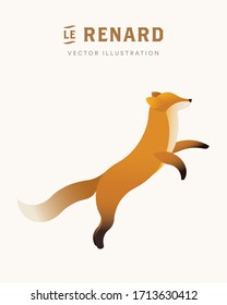 Vector illustration of a cute fox on solid color background.