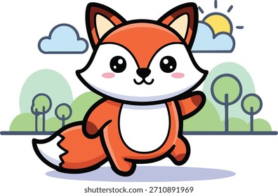 vector illustration of a cute fox on a white background
