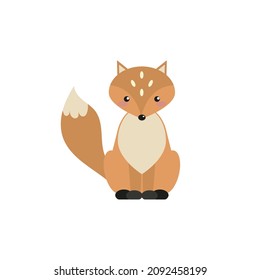 vector illustration with cute fox in scandinavian style on isolated white background. cartoon characters of forest animals, flat illustration of animals. vector elements for kids