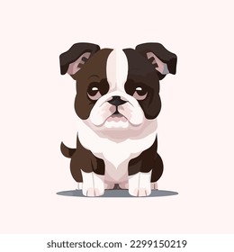 Vector illustration of a cute French Bulldog isolated on pink background.