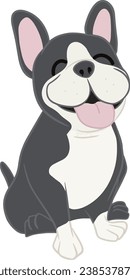 Vector  illustration of a cute French Bulldog sitting on the floor sticking out his tongue