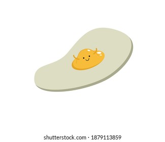 Ilustración vectorial de un bonito huevo frito aislado en fondo blanco. Cara divertida de huevo de dibujos animados.