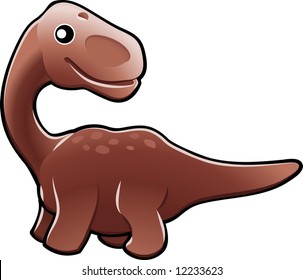 A vector illustration of a cute friendly diplodocus dinosaur