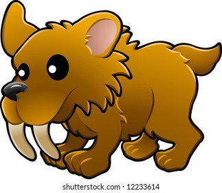 A vector illustration of a cute friendly sabre tooth tiger