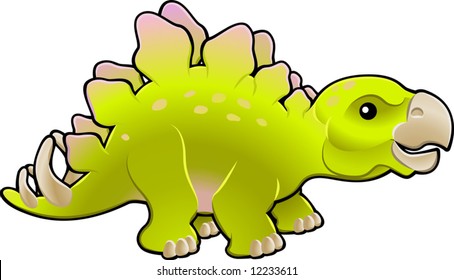 A vector illustration of a cute friendly stegosaurus