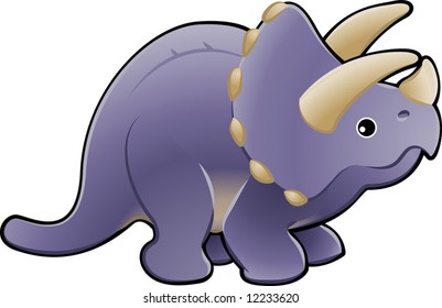 A vector illustration of a cute friendly triceratops dinosaur