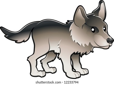 A vector illustration cute and friendly wolf