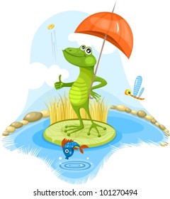 vector illustration of a cute frog