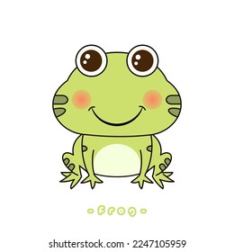 Vector illustration of cute frog cartoon isolated on white background