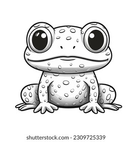 Vector Illustration, Illustration of Cute Frog frontside, lineart