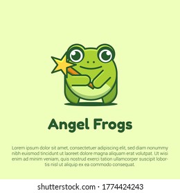 Vector illustration of cute frog logo, icon, sticker design template