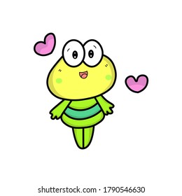 Vector illustration of cute frog mascot, cute frog icon, flat cartoon style
