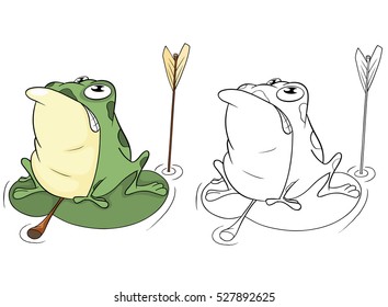 Vector Illustration of a Cute Frog Princess. Cartoon Character. Coloring Book