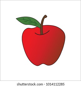 Vector illustration of cute Fruit. Apple, White background icon vector illustration.