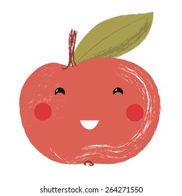 Vector illustration of a cute fruit - apple
