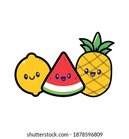 ilustración vectorial del personaje de dibujos animados de frutas lindas. muy adecuado para iconos de aplicaciones, iconos web y stickers