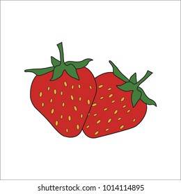 Vector illustration of cute Fruit. Strawberry
, White background icon vector illustration.