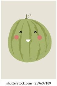 Vector illustration of a cute fruit - Watermelon
