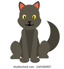 Vector illustration of a cute funny animal. isolated object. flat style design. concept for children. Black cat