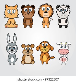 vector illustration of  cute funny  animals