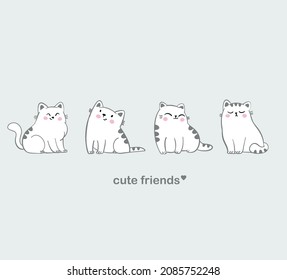 Vector illustration of cute funny cartoon cats