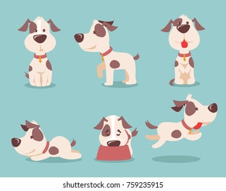 Vector illustration of cute and funny cartoon puppies.