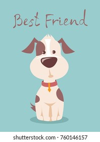 Vector illustration of cute and funny cartoon puppy - best friend