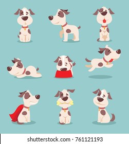 Vector illustration of cute and funny cartoon little dogs-pupies