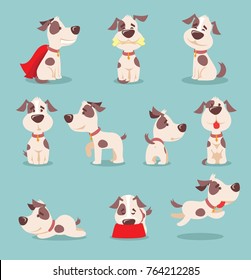 Vector illustration of cute and funny cartoon little dogs-pupies