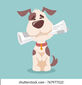 Vector illustration of cute and funny cartoon puppy dog.