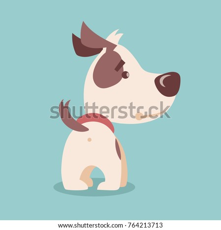 Vector illustration of cute and funny cartoon puppy