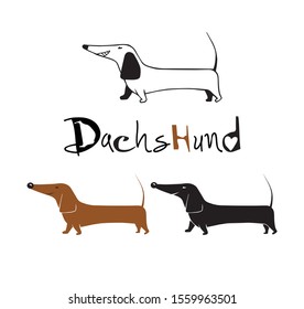 Vector illustration of cute and funny Dachshunds 