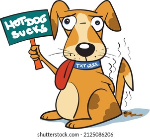 Vektorgrafik eines süßen ​ mit dem Banner "Hot Dog Sucks" ​.
