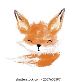 vector illustration of a cute funny fox Isolated objects on white background.