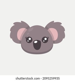 Vector Illustration Of A Cute Funny Koala Face. Isolated Objects. Scandinavian Style Flat Design. Concept For Children Print.