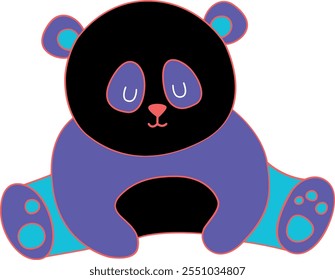 Vector illustration, cute funny little panda white background Vector illustration.