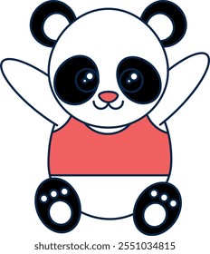 Vector illustration, cute funny little panda white background Vector illustration.