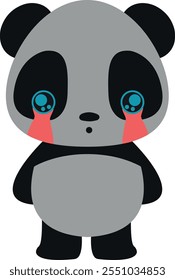Vector illustration, cute funny little panda white background Vector illustration.
