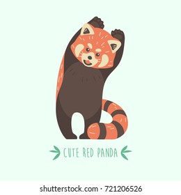 Vector illustration cute and funny red panda.