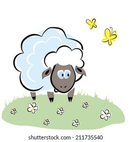 Vector Illustration Cute Funny Sheep Art Stock Vector (Royalty Free)  211735540 | Shutterstock