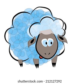 Vector illustration of cute funny sheep. Art picture. Symbol of 2015. Vector element for New Year's design.